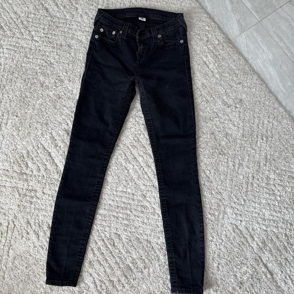 True Religion Women's Black Gray rhinestone embellished pockets Skinny jeans - Picture 4 of 4